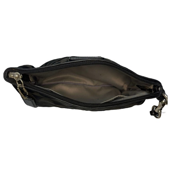 Coach Wristlet Womens Signature Monogram Fabric Zip Closure Black Gray/Green - Picture 7 of 13